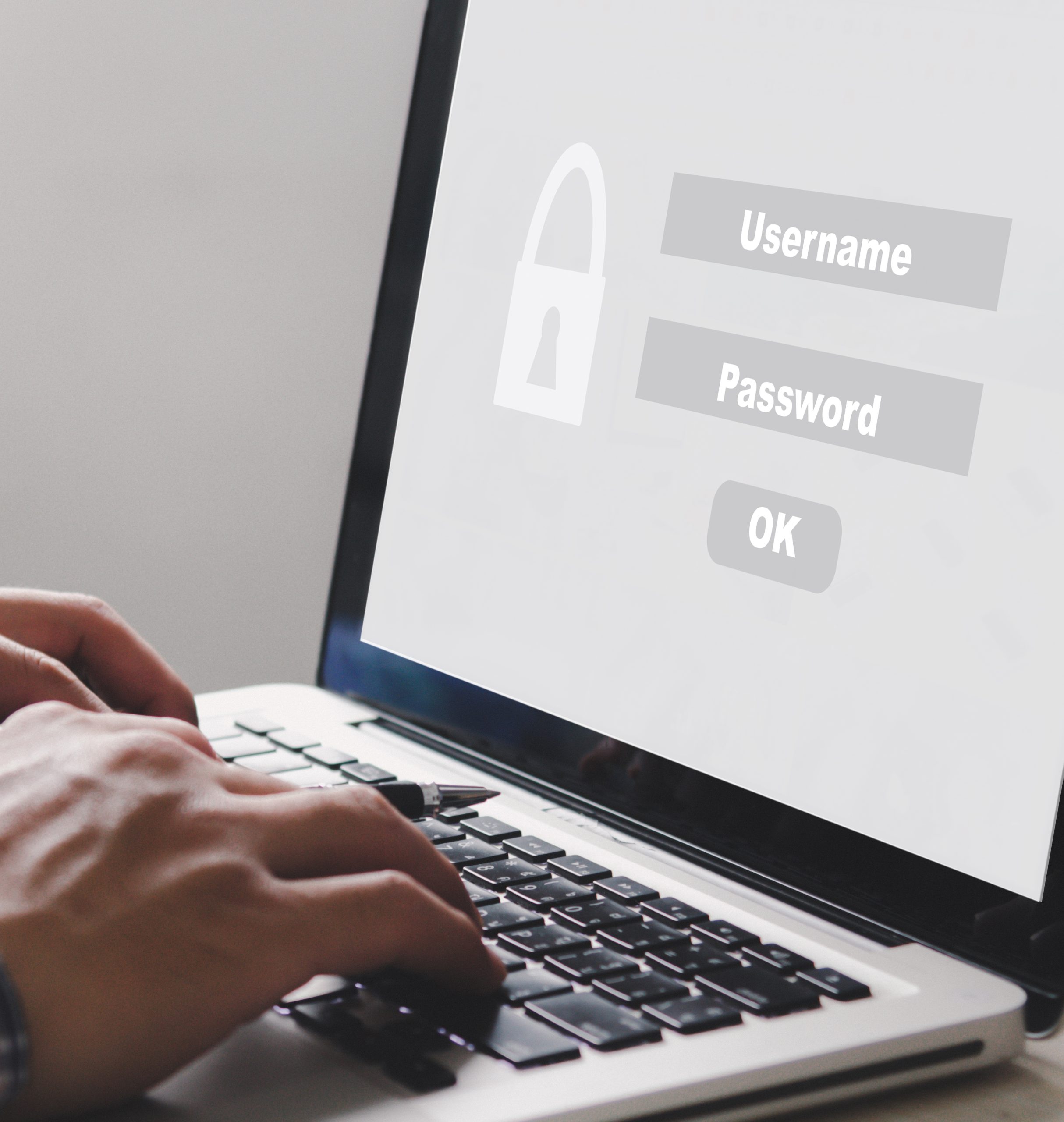 man hand using computer screen to sign in and lock password man hand using computer screen to sign in and lock password